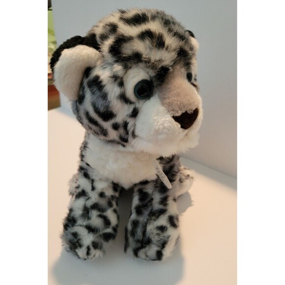 Aurora Babies Gray Black White Snow Leopard 10" Plush Blue Eyes Collar 2017 - Picture 4 of 10